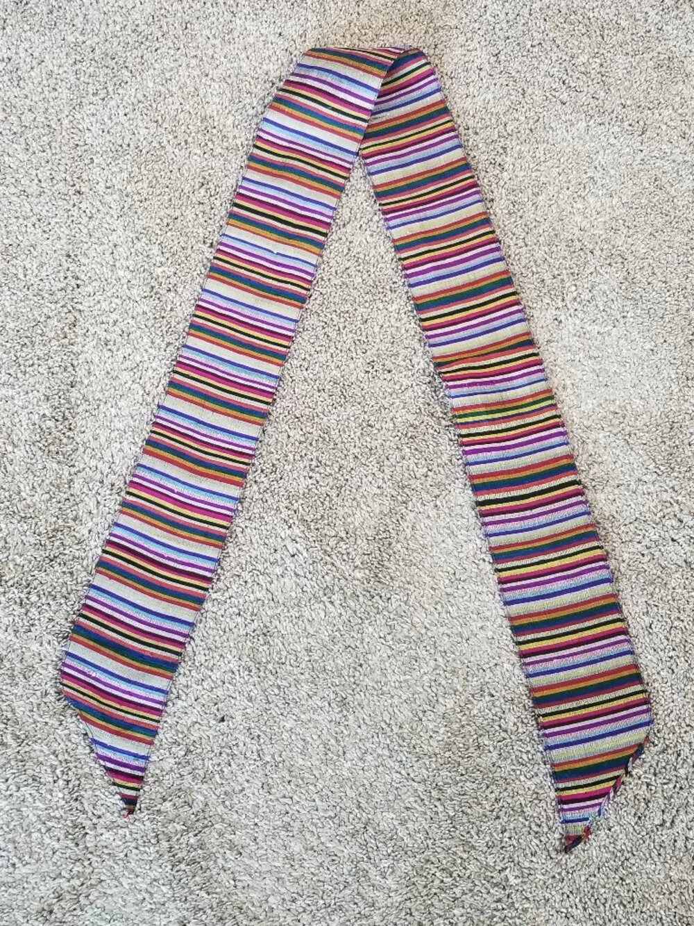 Silk Belt Scarf Wide Sash Jewel Tone Stripes 3.5